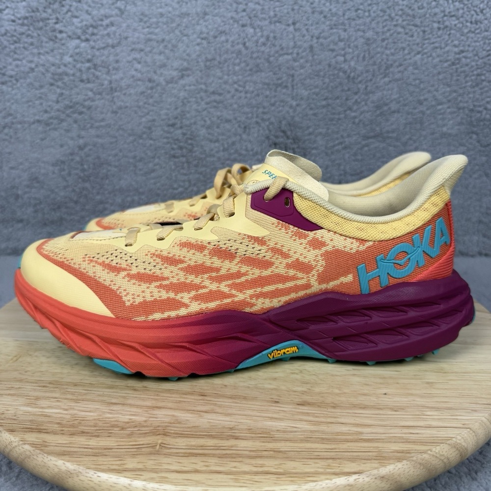 Hoka Speedgoat 5 Mens Size 9 D Impala Flame Trail Running Hiking Shoes Cushion - Picture 7 of 15